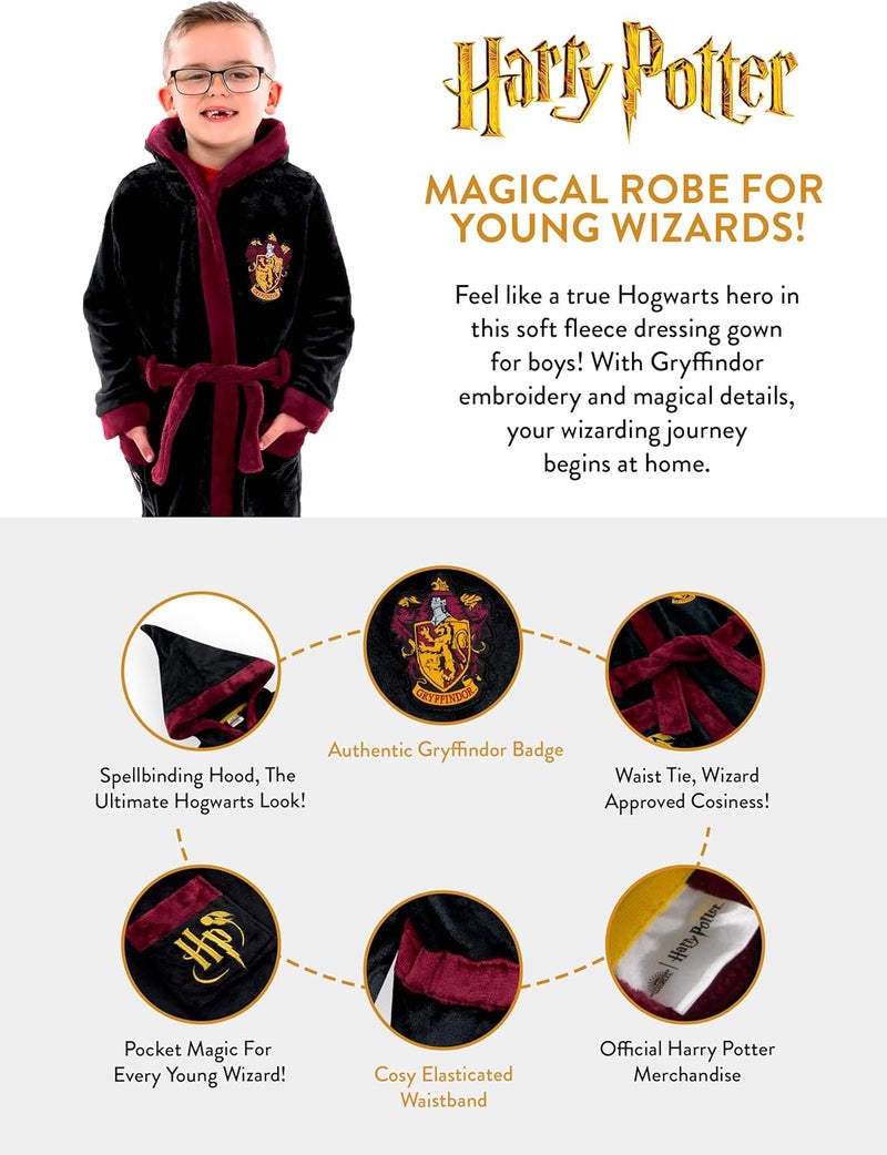 Harry Potter روب | أردية استحمام جريفندور للأطفال | روب هوجوورتس المصنوع من الفليس - Image 4